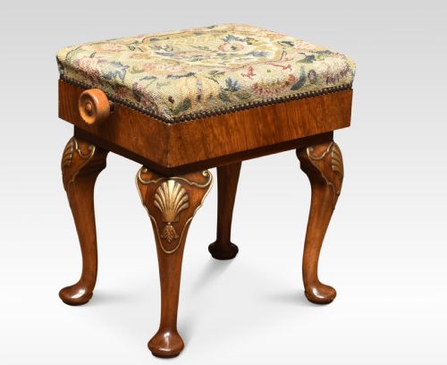 Walnut Adjustable Needlepoint Stool