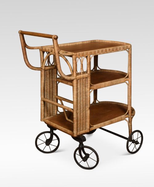 Rattan Cane and Bamboo Drinks Cart