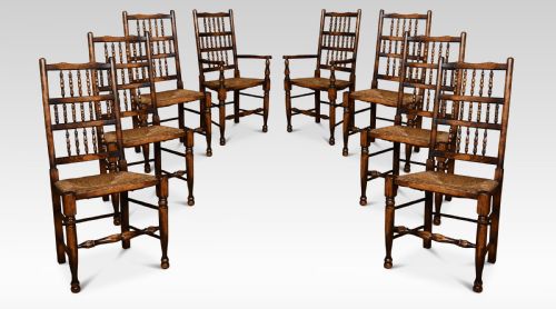 Set of Eight Ash Spindle Back Chairs