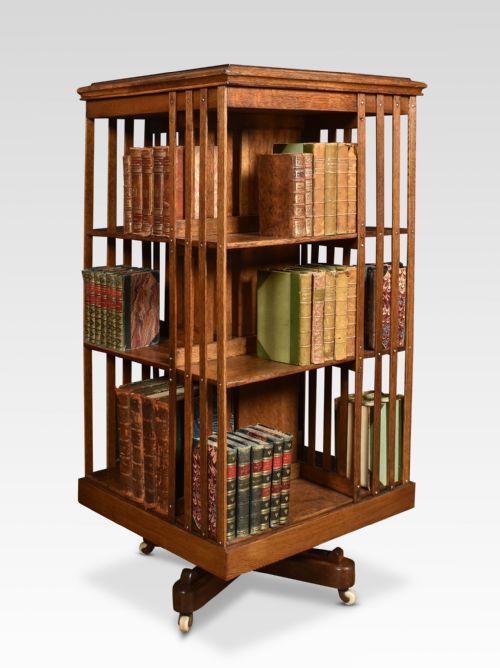 Oak Three Tier Revolving Bookcase
