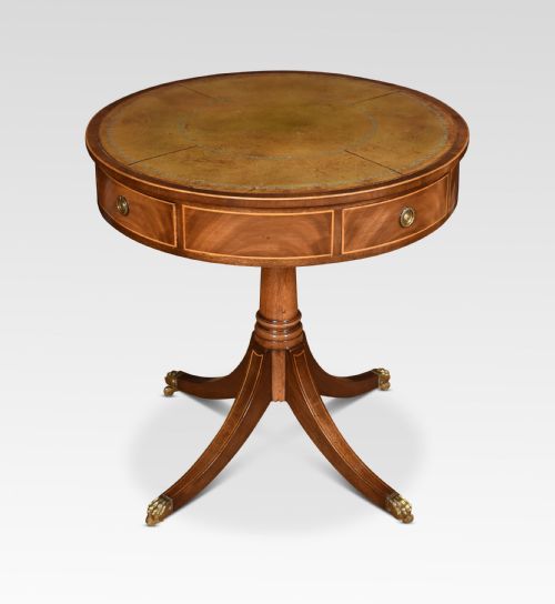 Mahogany Inlaid Drum Table