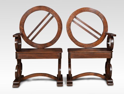 Pair of Unusual Oak Hall Chairs