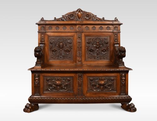 19th Century Walnut Hall Settle