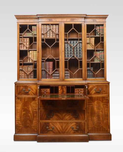 Mahogany Breakfront Secretaire Bookcase