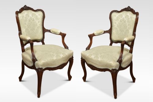 Pair of Oak Framed 19th Century Armchairs