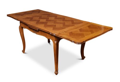 Oak Parquetry French Draw Leaf Table