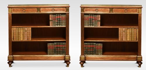 Pair of Mahogany Brass Inlaid Bookcase