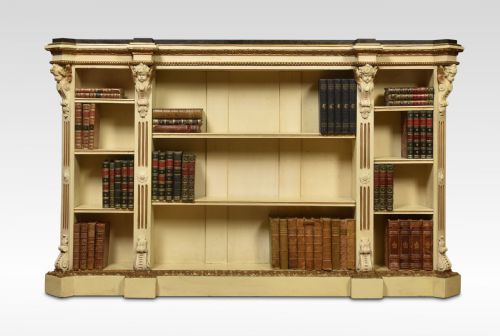 19th Century Gilded and Painted Open Bookcase