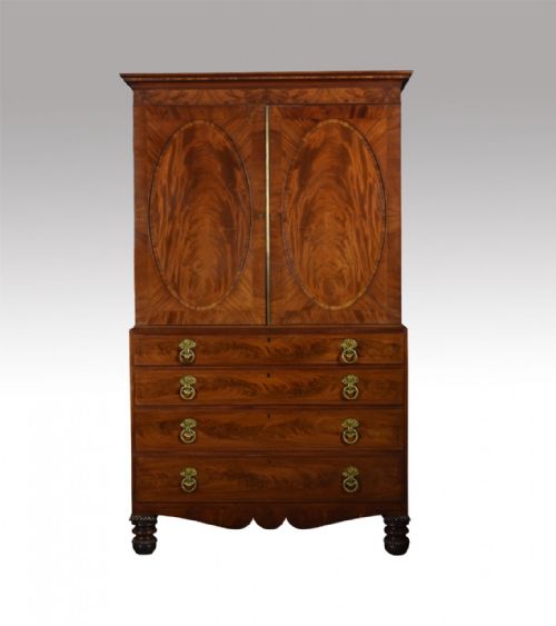 19th Century Flame Mahogany Press Cupboard