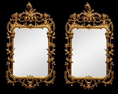 Pair of Baroque Style Giltwood Mirrors