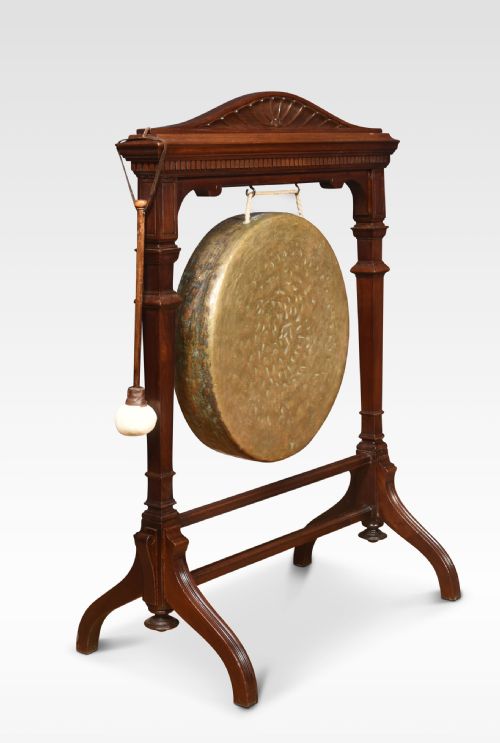 Late 19th Century Carved Walnut Framed Dinner Gong