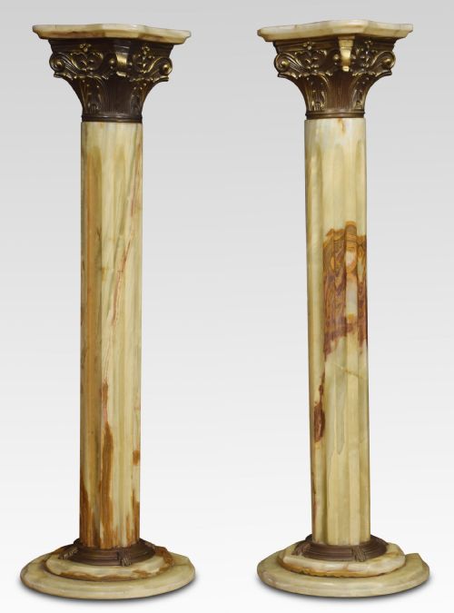Pair of Onyx and Gilt-metal-mounted Pedestals