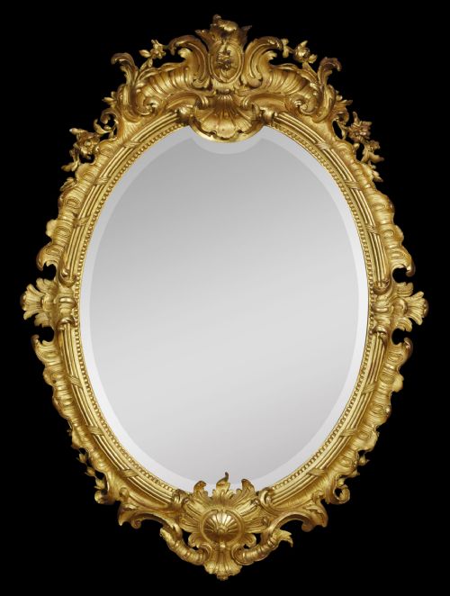 Rococo Revival Giltwood Oval Wall Mirror