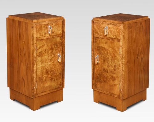 Pair of Art Deco Walnut Bedside Cabinets