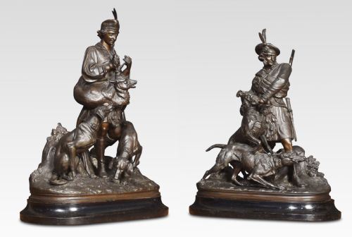 Pair of Spelter Hunting Figures
