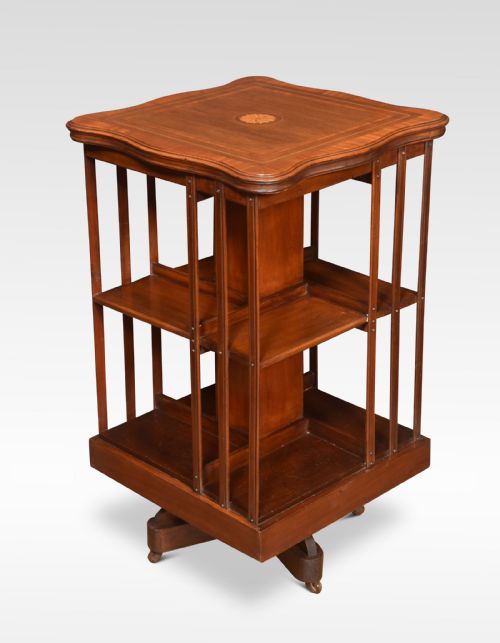 Mahogany Inlaid Revolving Bookcase
