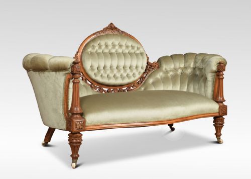 Walnut Framed Cameo Back Settee