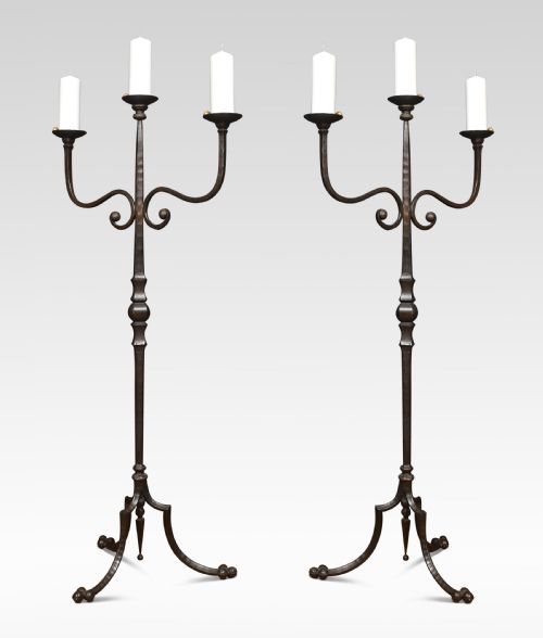 Pair of Wrought Iron Candle Stands