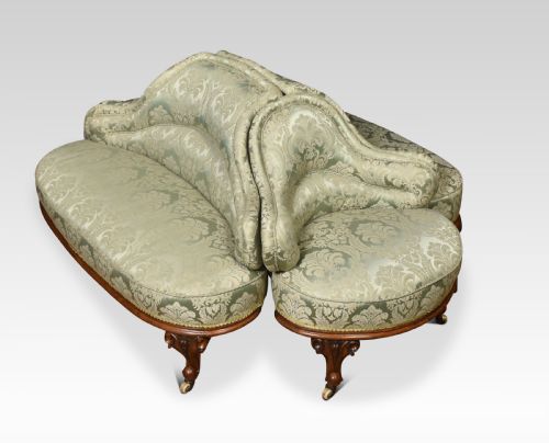 Walnut Framed and Upholstered Conversation Seat