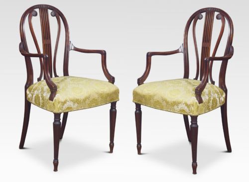 Pair of Hepplewhite Design Mahogany Armchairs