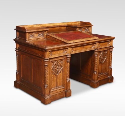 Gothic Revival Oak Dickens Style Desk