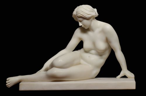 Carrara Marble Sculpture of Reclining Maiden