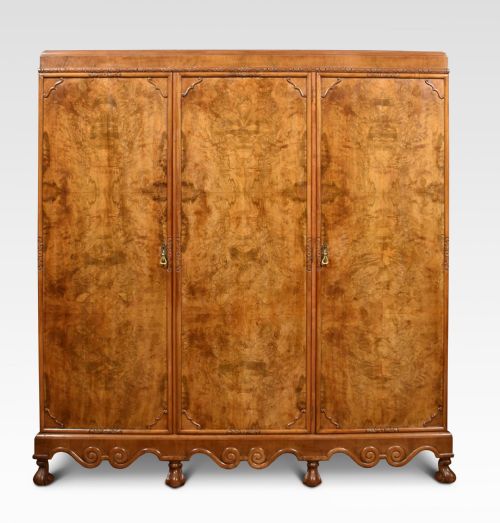 Walnut Three Door Compactum Wardrobe