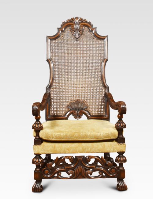 William and Mary Style High Back Armchair