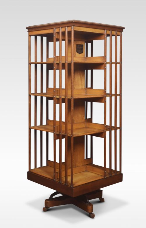 Walnut and Ash Four-tier Revolving Bookcase