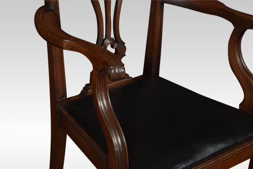 PAIR OF MAHOGANY CHIPPENDALE REVIVAL ARMCHAIRS - ADDITIONAL PHOTO 4