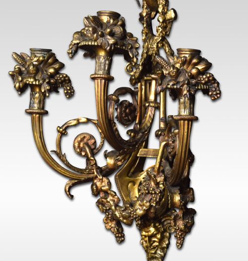 PAIR OF IMPORTANT FRENCH LOUIS XIV STYLE GILT BRONZE THREE ARM WALL SCONCES - ADDITIONAL PHOTO 3