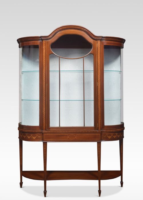 Mahogany Inlaid Bow Fronted Display Cabinet
