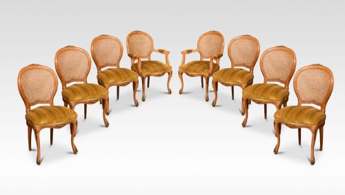 Set of Eight Cane Dining Chairs