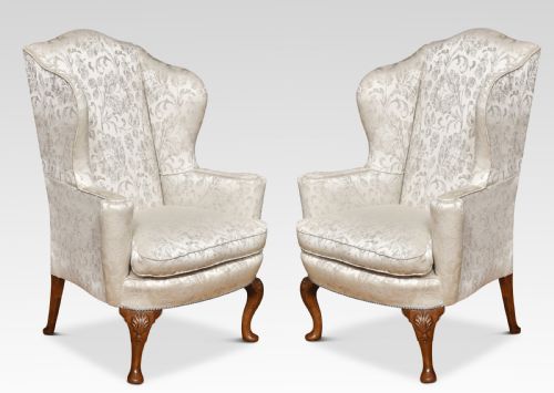 Pair of Georgian Style Wingback Armchairs