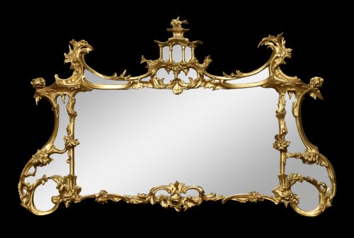 18th Century Chinese Chippendale Gilt Wood Wall Mirror