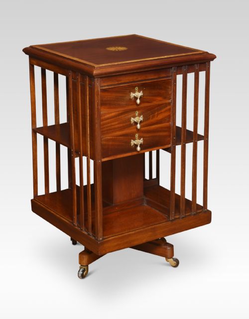 Mahogany Inlaid Revolving Bookcase