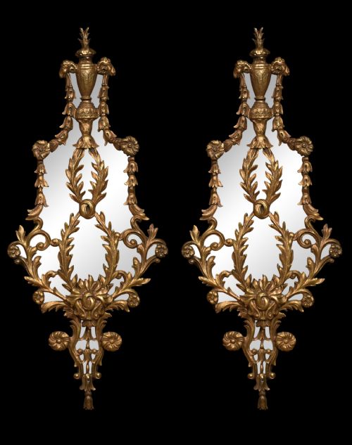Pair of Carved and Gilded Mirrors
