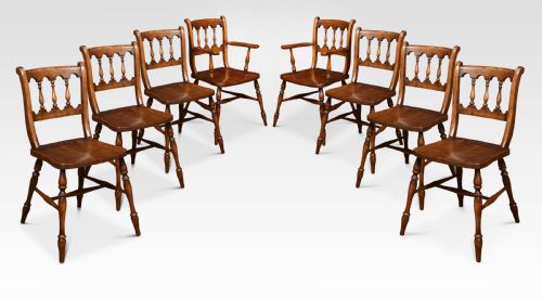 Set of Eight Elm Kitchen Chairs