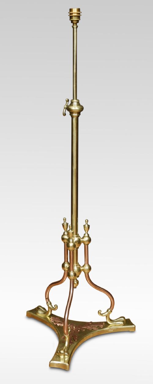 Arts and Crafts Brass and Copper Standard Lamp
