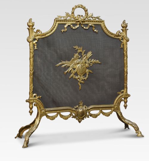 Brass and Mesh French Fire Screen