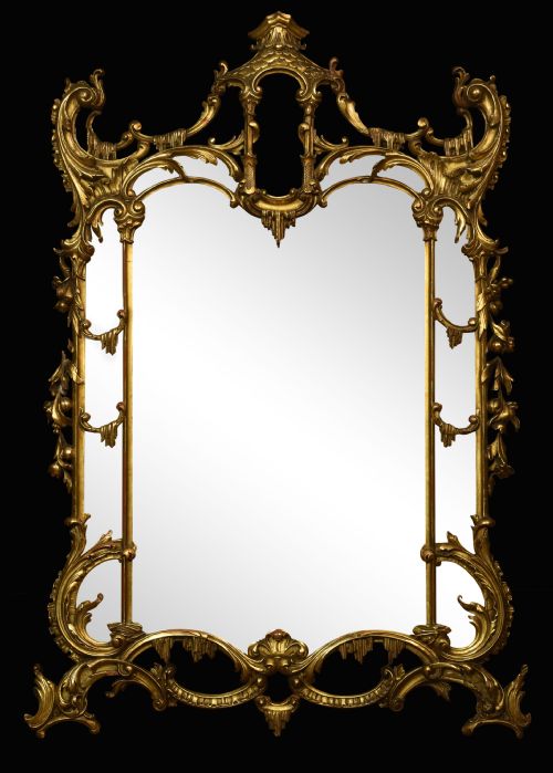 Substantial Chinese Chippendale Style Gilt Wall Mirror