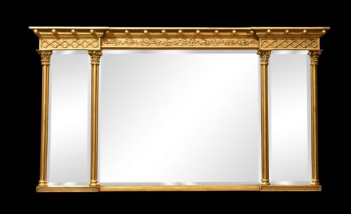 Giltwood Framed Three Plate Overmantel Mirror
