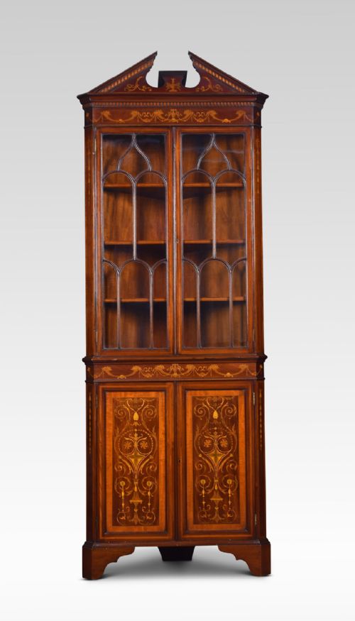 MAHOGANY INLAID CORNER CABINET - ADDITIONAL PHOTO 1