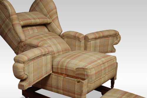 19TH CENTURY RECLINING WING ARMCHAIR - ADDITIONAL PHOTO 6