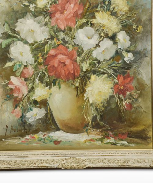 OIL ON CANVAS STILL LIFE OF FLOWERS - ADDITIONAL PHOTO 1
