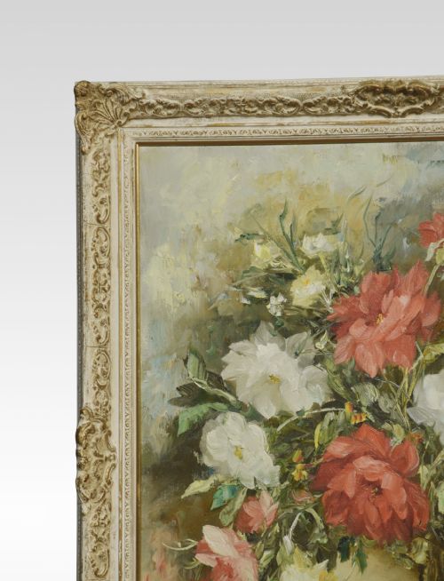 OIL ON CANVAS STILL LIFE OF FLOWERS - ADDITIONAL PHOTO 2