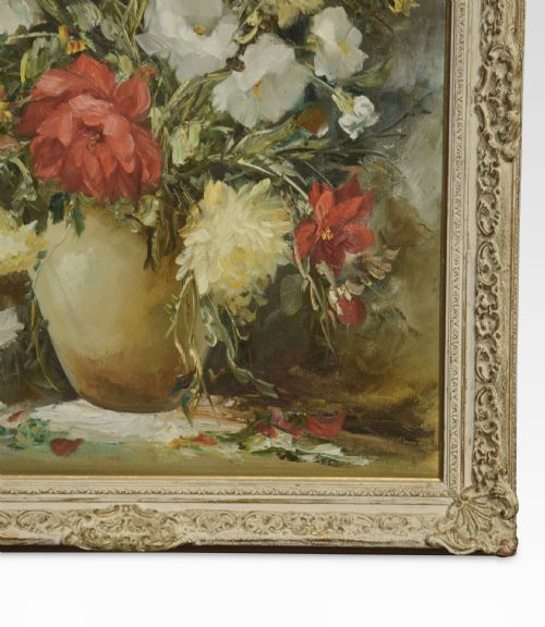 OIL ON CANVAS STILL LIFE OF FLOWERS - ADDITIONAL PHOTO 3