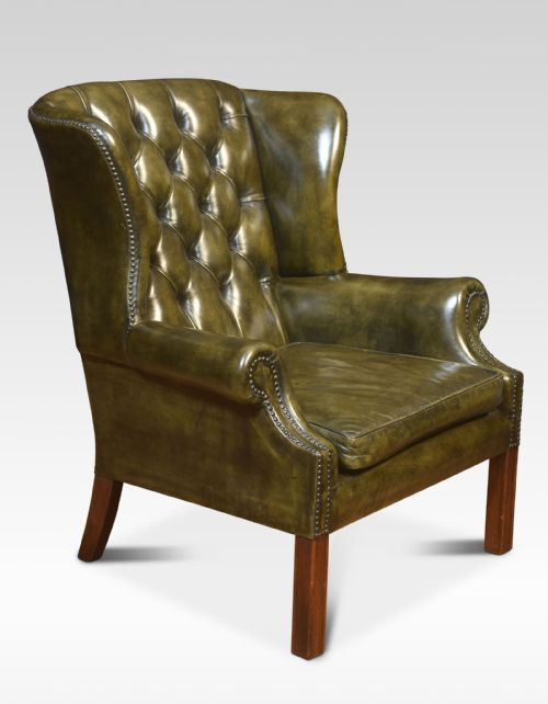 mahogany framed wing armchair - CATEGORY: ANTIQUE CHAIRS - DATED 1910