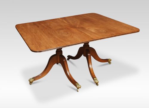 REGENCY MAHOGANY TWIN PILLAR DINING TABLE - ADDITIONAL PHOTO 4