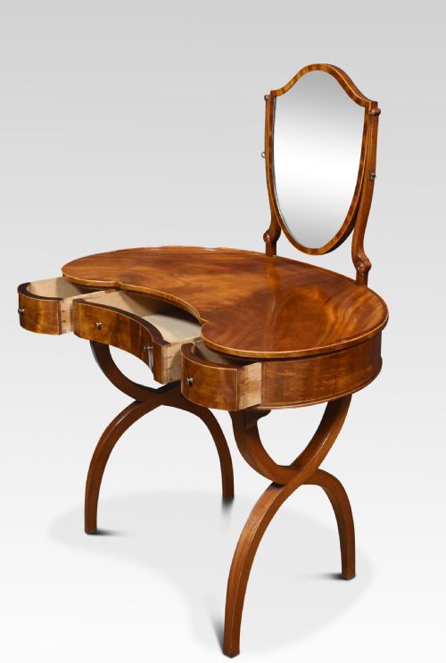 MAHOGANY KIDNEY SHAPED LADYS DRESSING TABLE - ADDITIONAL PHOTO 5